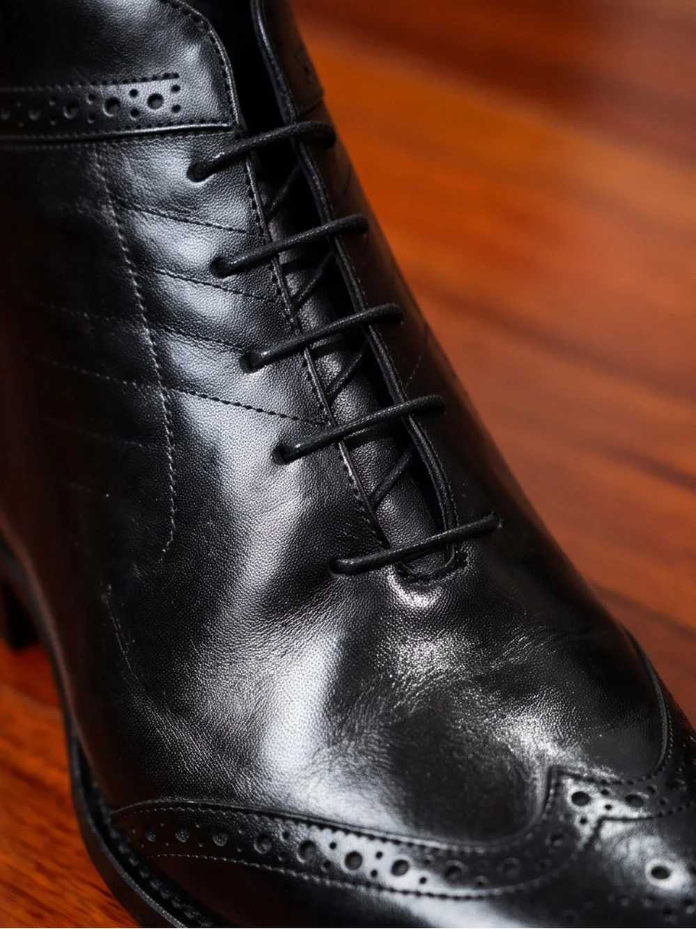 Duca Black Leather Dress Boots for Men Oxford